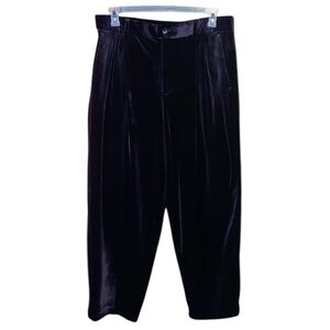 Zara Purple High Waisted Velour Straight Leg Pants, Size XL